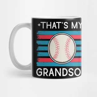 Retro Vintage That's My Grandson There Baseball Grandma Mothers Day Gift For Mom Mug